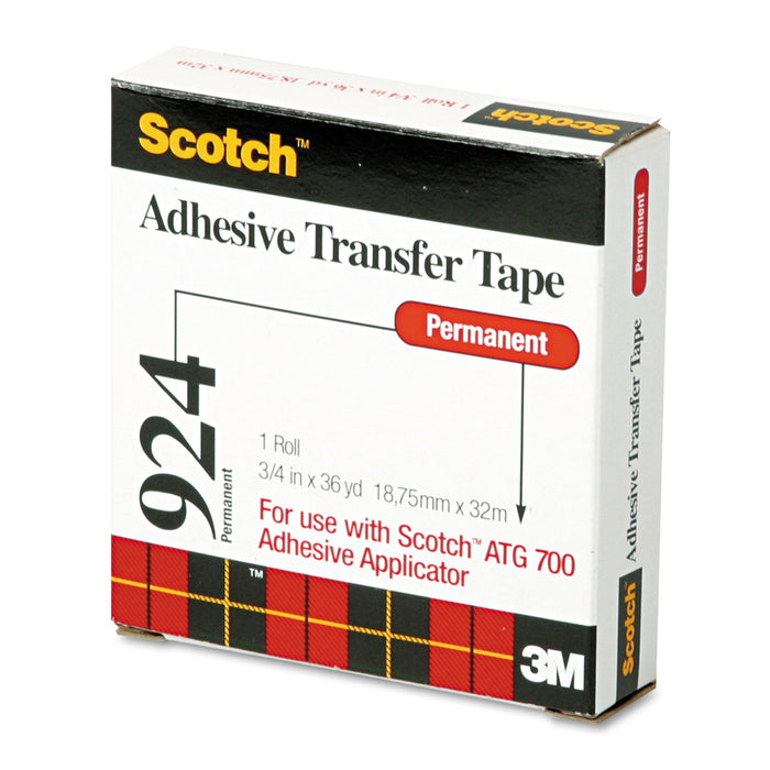 Scotch ATG Adhesive Transfer Tape Roll, Permanent, Holds Up to 0.5 lbs, 0.75" x 36 yds, Clear
