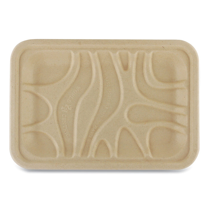 World Centric Fiber Trays, 1-Compartment, 8.2 x 5.7 x 0.7, Natural, Paper, 500/Carton