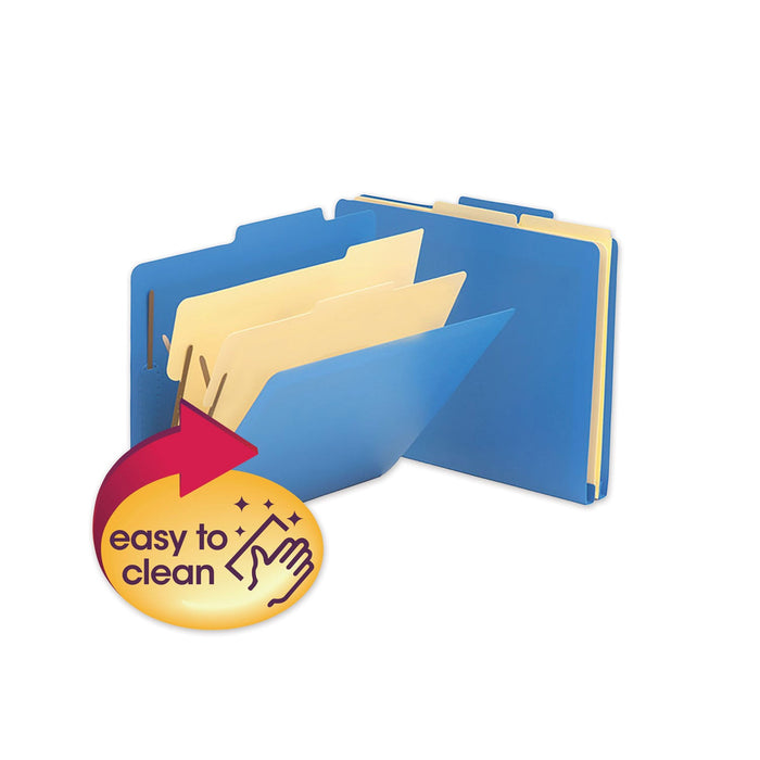 Smead Six-Section Poly Classification Folders, 2 Dividers, Letter Size, Blue, 10/Box