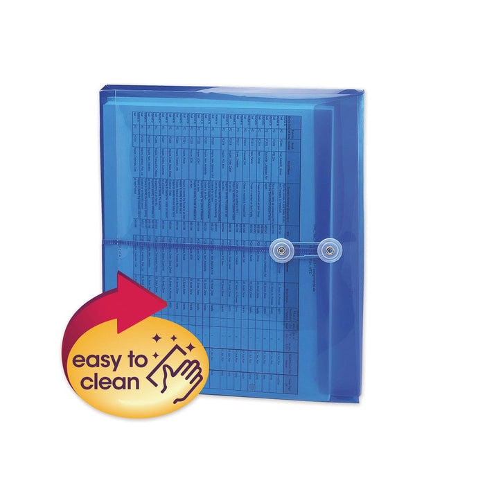 Smead Poly String and Button Interoffice Envelopes, Open-Side (Horizontal), 9.75 x 11.63, Transparent Blue, 5/Pack