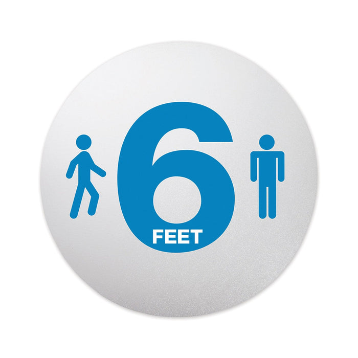 deflecto Personal Spacing Discs, 6 Feet Apart, 20" dia, Clear/Medium Blue, 6/Pack