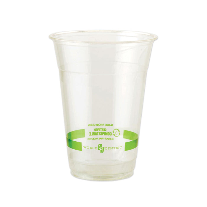 World Centric PLA Clear Cold Cups, 16 oz, Clear, 1,000/Carton