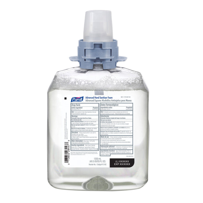 PURELL Advanced Hand Sanitizer Foam, For FMX-12 Dispensers, 1,200 mL, Unscented, 4/Carton