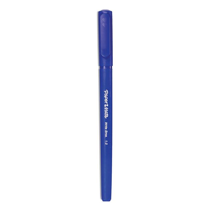 Paper Mate Write Bros. Ballpoint Pen Value Pack, Stick, Medium 1 mm, Blue Ink, Blue Barrel, 60/Pack