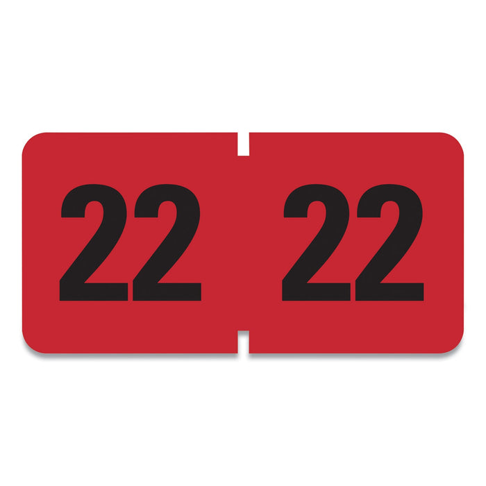 Smead Yearly End Tab File Folder Labels, 22, 0.75 x 1.5, Red, 500 Labels/Roll