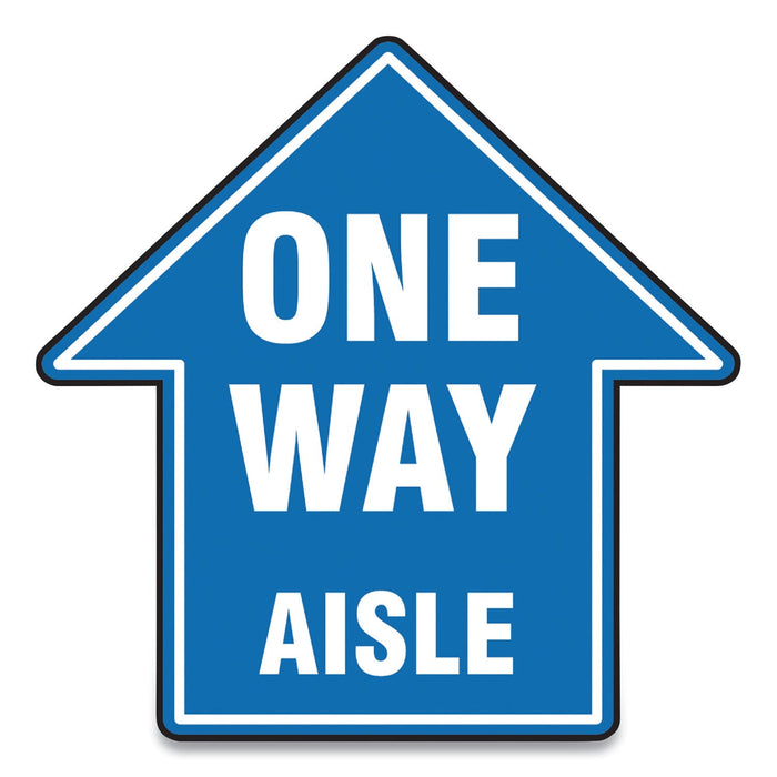 Accuform Slip-Gard Social Distance Floor Signs, 17 x 17, "One Way Aisle", Blue, 25/Pack