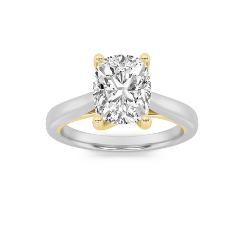 1Cttw Elongated Cushion Shaped Lab Grown Diamond Two Tone Cathedral Shank Solitaire Engagement Ring 14K Gold by Fine Color Jewels