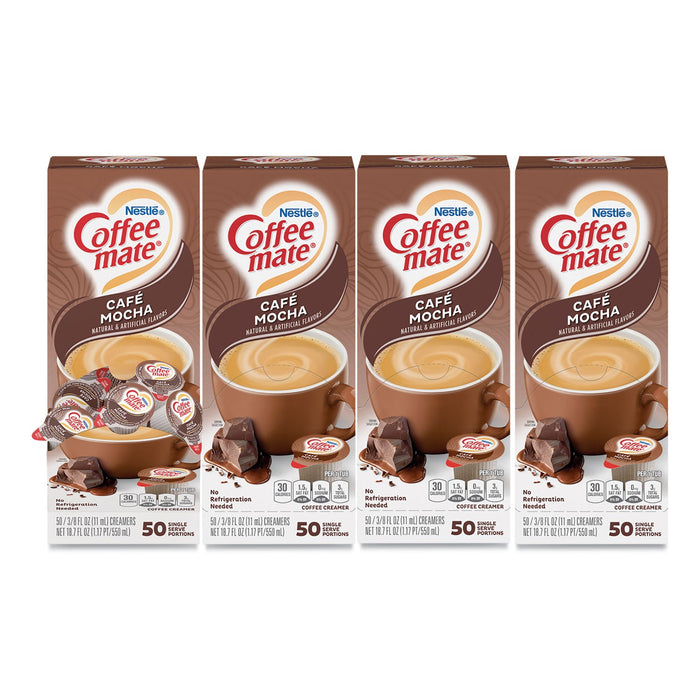 Coffee mate Liquid Coffee Creamer, Cafe Mocha, 0.38 oz Mini Cups, 50/Box, 4 Boxes/Carton, 200 Total/Carton