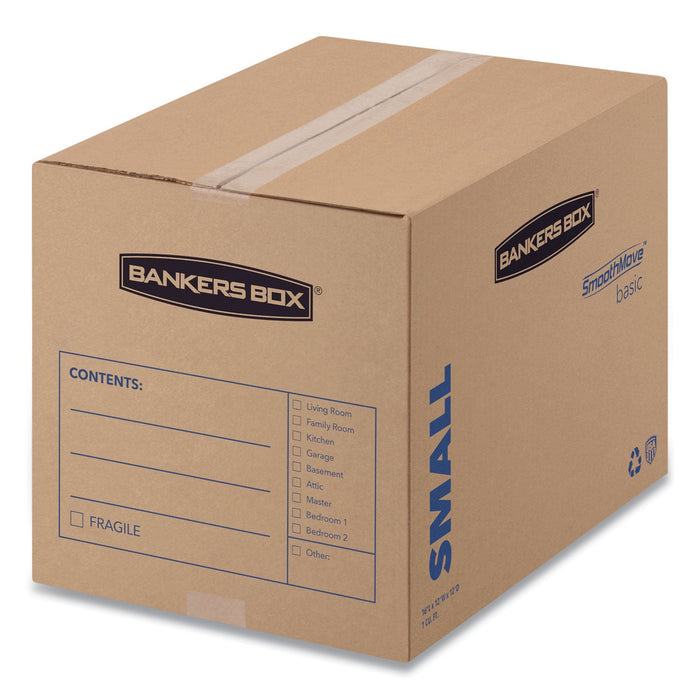 Bankers Box SmoothMove Basic Moving Boxes, Regular Slotted Container (RSC), Small, 12" x 16" x 12", Brown/Blue, 25/Bundle