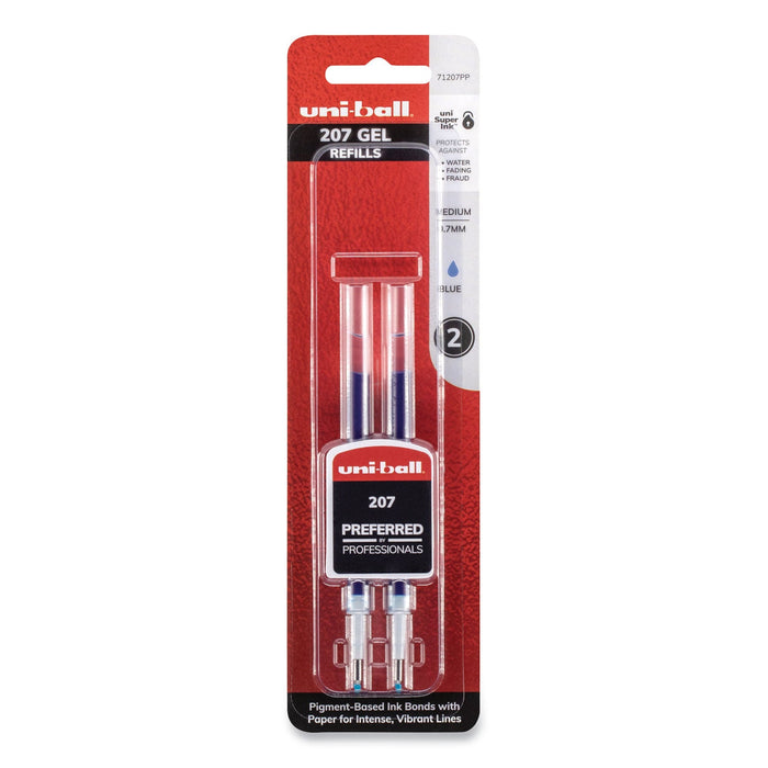 uniball Refill for Signo Gel 207 Pens, Medium Conical Tip, Blue Ink, 2/Pack