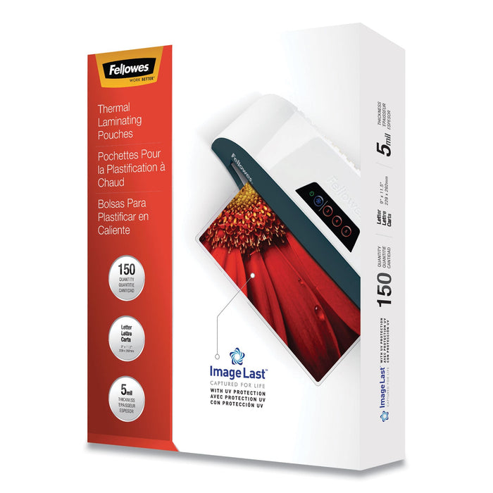 Fellowes ImageLast Laminating Pouches with UV Protection, 5 mil, 9" x 11.5", Clear, 150/Pack
