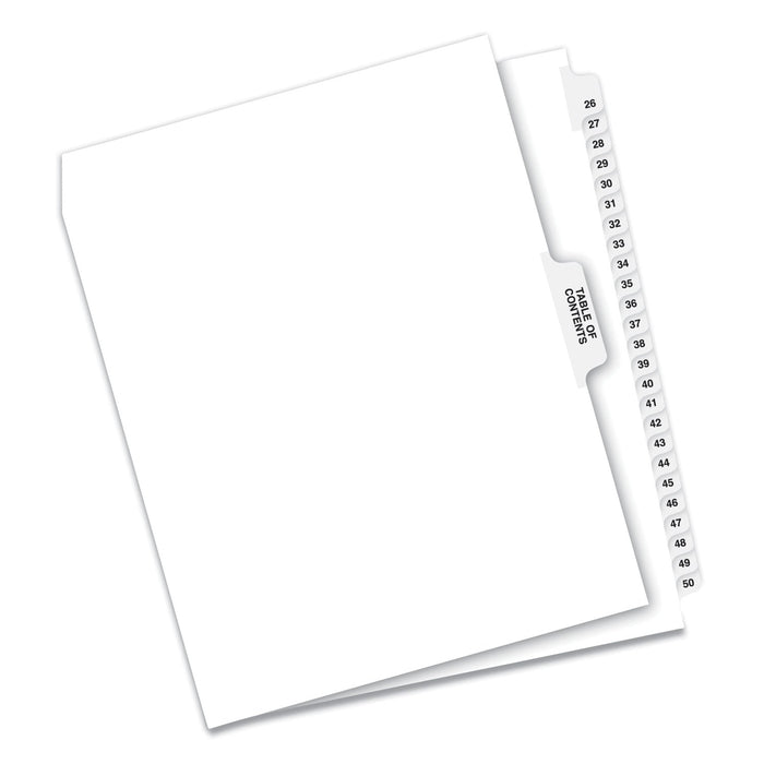 Avery Preprinted Legal Exhibit Side Tab Index Dividers, Avery Style, 26-Tab, 26 to 50, 11 x 8.5, White, 1 Set