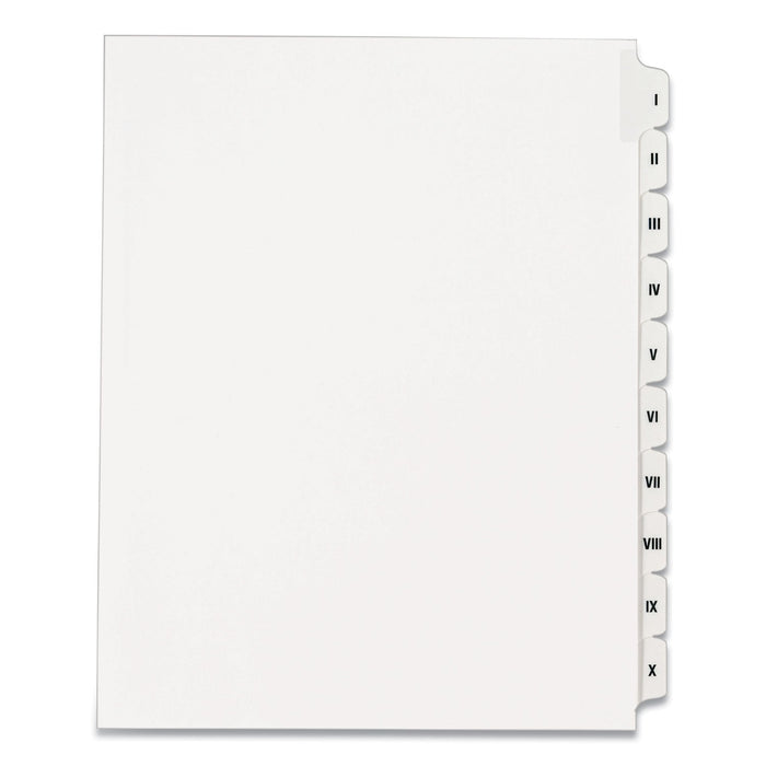Avery Preprinted Legal Exhibit Side Tab Index Dividers, Allstate Style, 10-Tab, I to X, 11 x 8.5, White, 1 Set