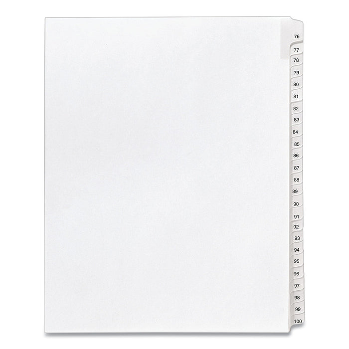 Avery Preprinted Legal Exhibit Side Tab Index Dividers, Allstate Style, 25-Tab, 76 to 100, 11 x 8.5, White, 1 Set, (1704)