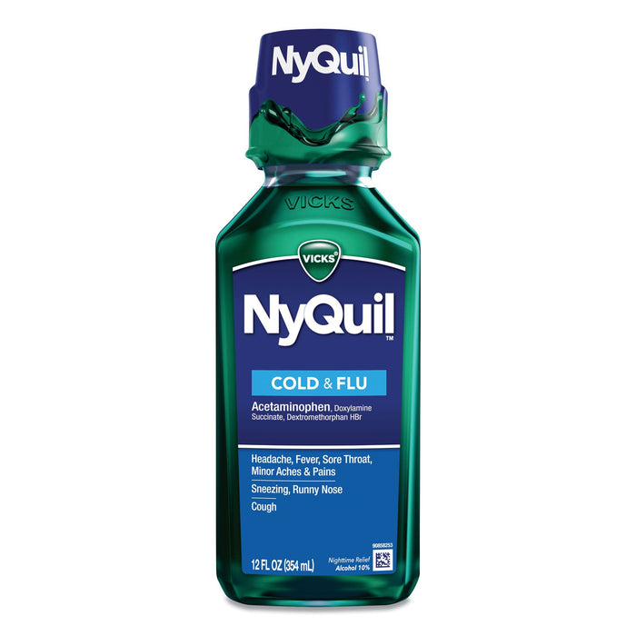 Vicks NyQuil Cold and Flu Nighttime Liquid, 12 oz Bottle