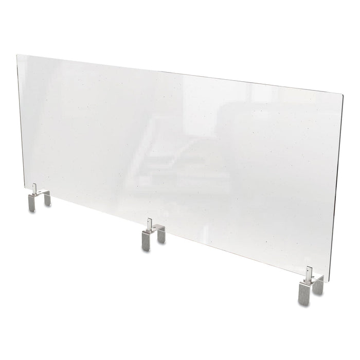Ghent Clear Partition Extender with Attached Clamp, 48 x 3.88 x 18, Thermoplastic Sheeting