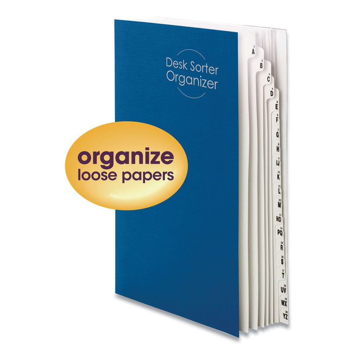 Smead Deluxe Expandable Indexed Desk File/Sorter, Reinforced Tabs, 20 Dividers, Alpha/Numeric Index, Legal Size, Dark Blue Cover