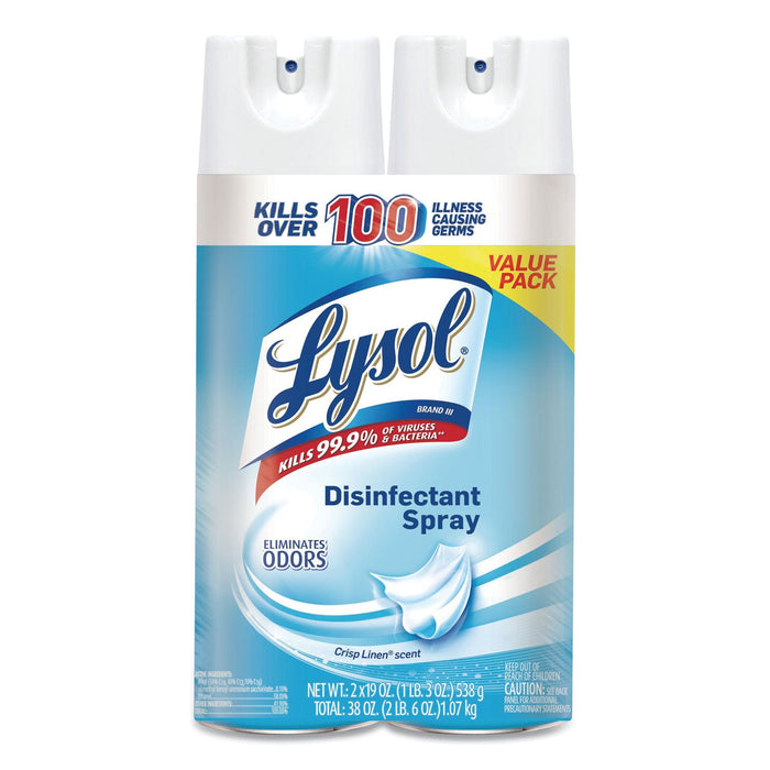 LYSOL Disinfectant Spray, Crisp Linen, 19 oz Aerosol Spray, 2/Pack, 4 Packs/Carton