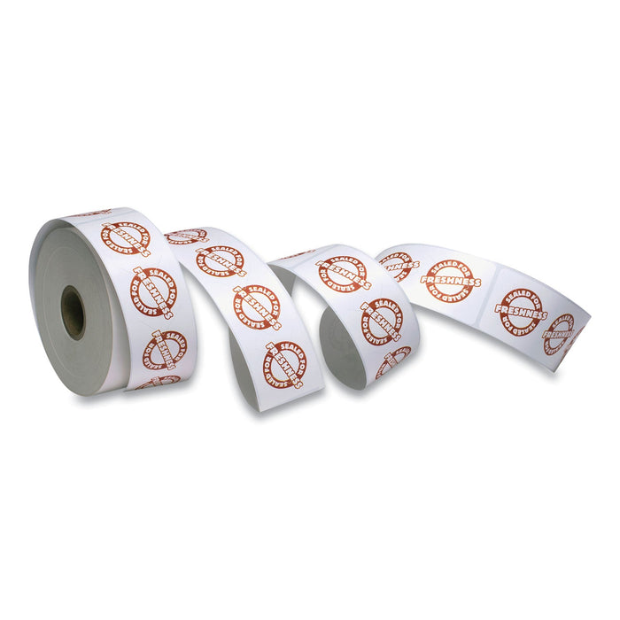 Iconex Tamper Seal Label, 1.88 x 6, Red/White, 500/Roll, 4 Rolls/Carton