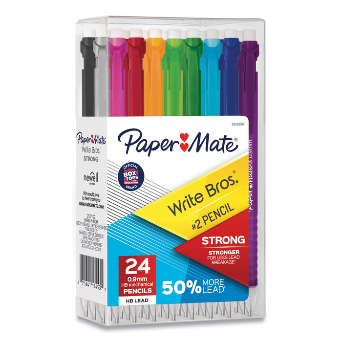 Paper Mate Write Bros Mechanical Pencil, 0.9 mm, HB (#2), Black Lead, Assorted Barrel Colors, 24/Pack