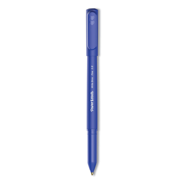 Paper Mate Write Bros. Ballpoint Pen, Stick, Fine 0.8 mm, Blue Ink, Blue Barrel, Dozen