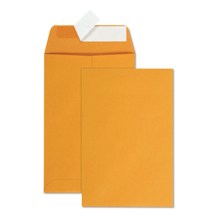 Quality Park Redi-Strip Catalog Envelope, #1, Cheese Blade Flap, Redi-Strip Adhesive Closure, 6 x 9, Brown Kraft, 100/Box