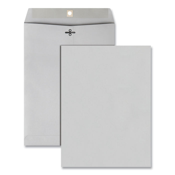 Quality Park Clasp Envelope, 28 lb Bond Weight Kraft, #90, Square Flap, Clasp/Gummed Closure, 9 x 12, Executive Gray, 100/Box