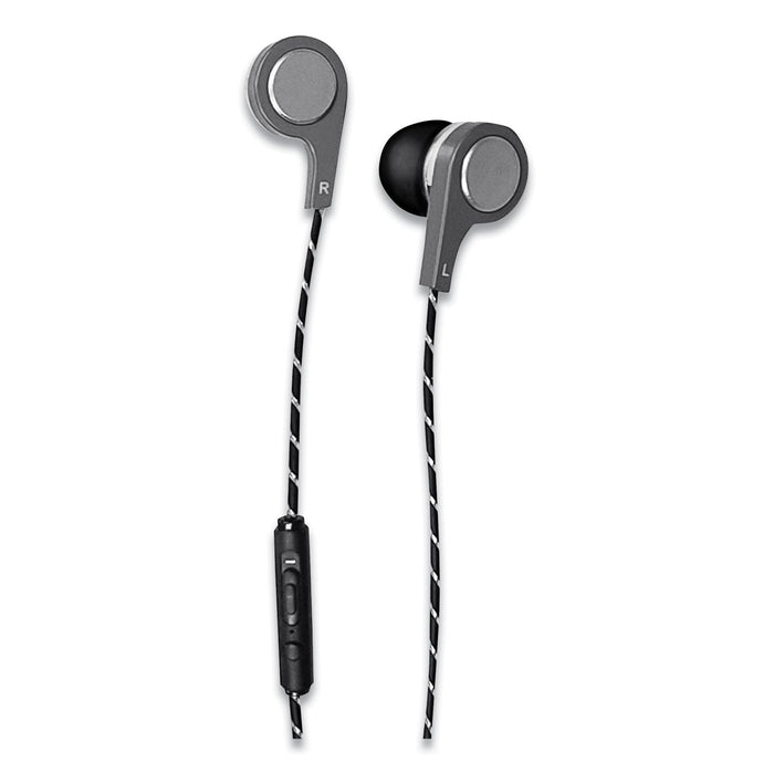 Maxell Bass 13 Metallic Earbuds with Microphone, 4 ft Cord, Silver