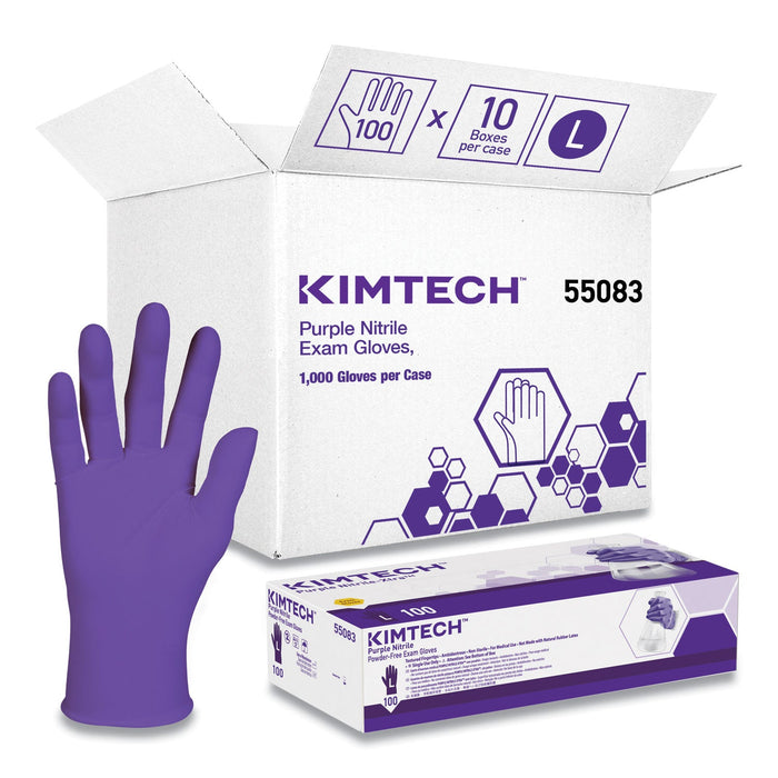 Kimtech PURPLE NITRILE Exam Gloves, 242 mm Length, Large, Purple, 1000/Carton