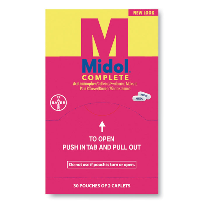 Midol Complete Menstrual Caplets, Two-Pack, 30 Packs/Box