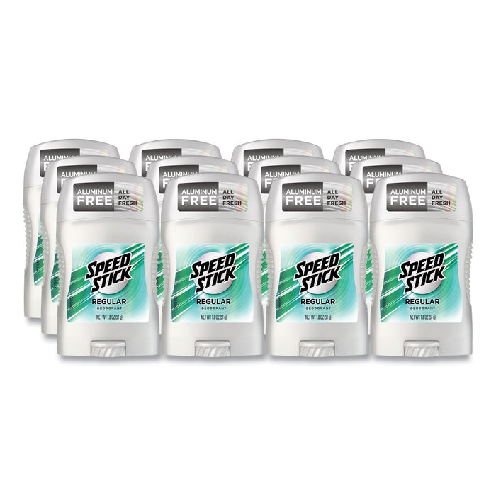 Speed Stick Deodorant, Regular Scent, 1.8 oz, White, 12/Carton