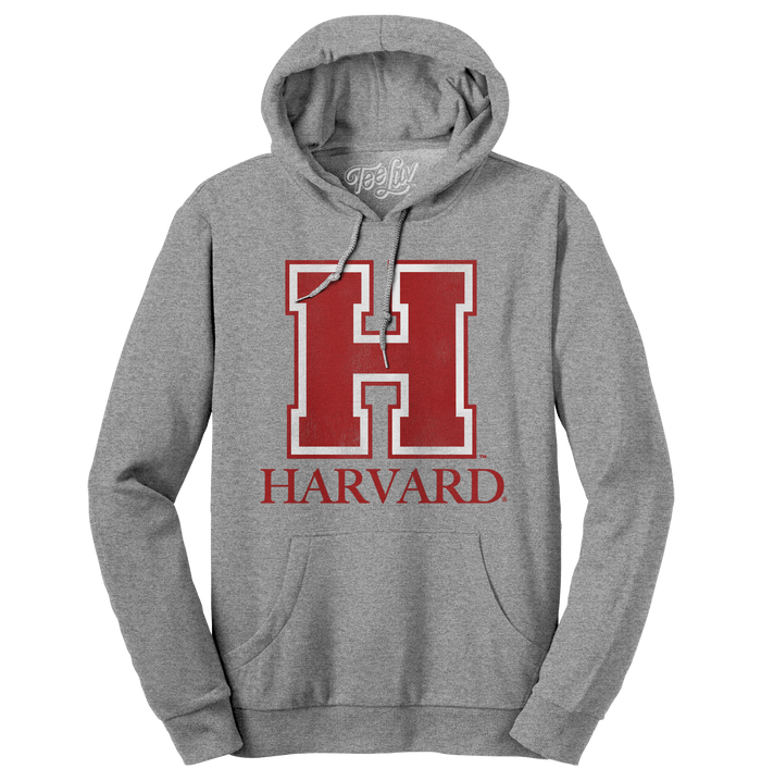 Harvard University H Logo Hooded Sweatshirt - Oxford Gray by Tee Luv