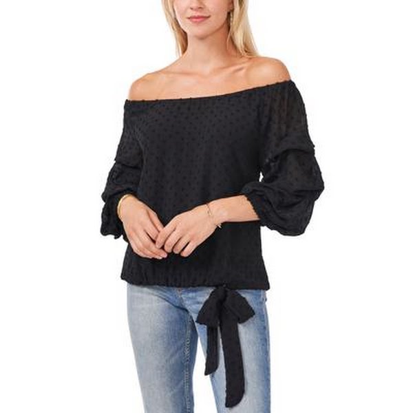 Vince Camuto Clip-Dot Off-the-Shoulder Top, Size Medium by Vanessa Jane