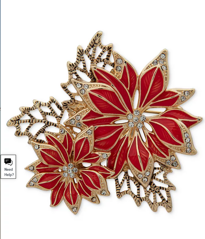 Anne Klein Gold-Tone Pavé Poinsettia Pin by Vanessa Jane