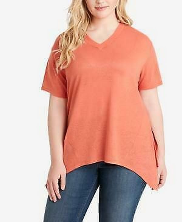 Jessica Simpson Trendy Plus Size Handkerchief-Hem T-Shirt,Size 3X/Ginger by Vanessa Jane