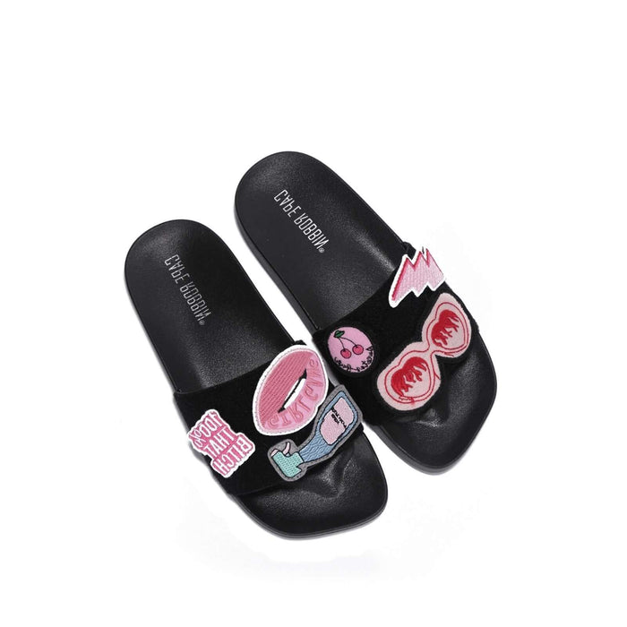 Slides with Removable Patches - Black by The House of Stylez