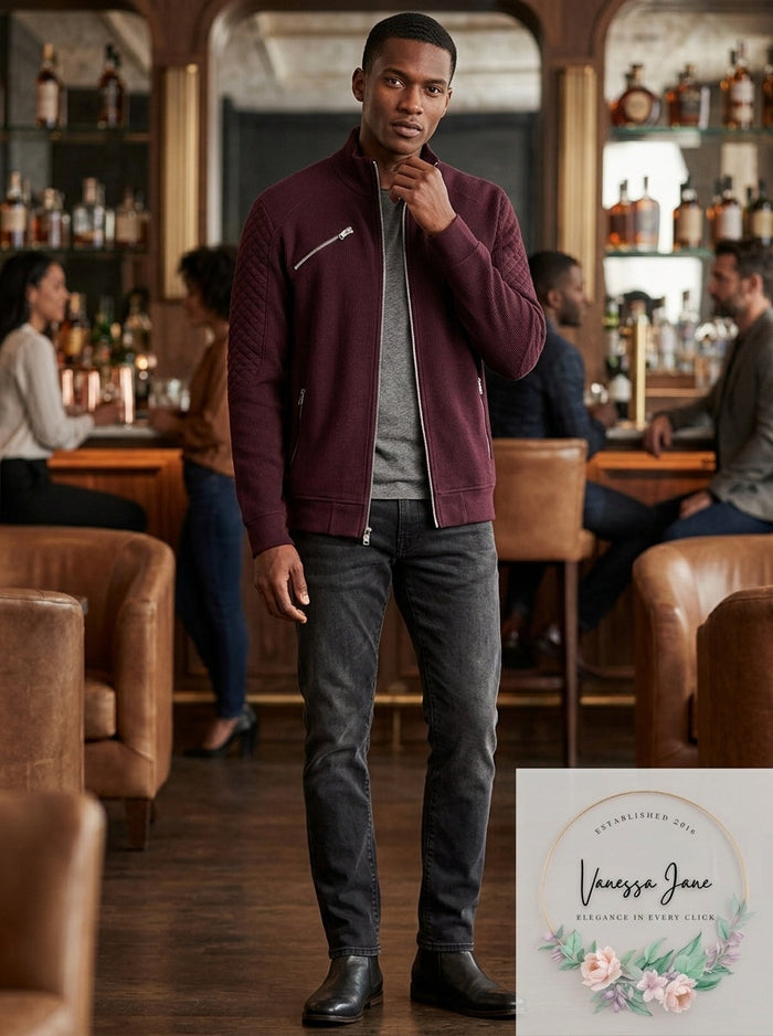 INC International Concepts Men's Ribbed Quilted-Sleeve Jacket by Vanessa Jane