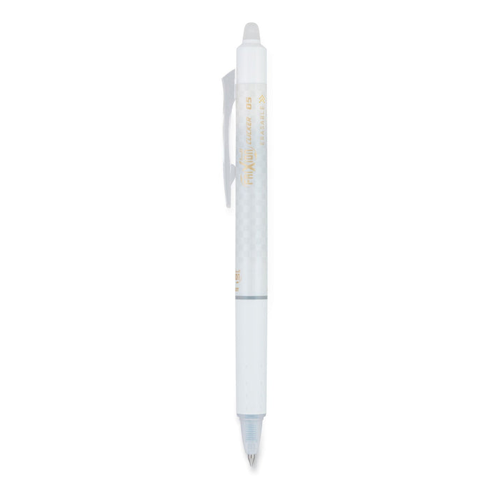 Pilot FriXion Clicker Design Erasable Gel Pen, Retractable, Extra-Fine 0.5 mm, Black Ink, White Barrel, Dozen