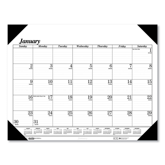 House of Doolittle Recycled One-Color Dated Monthly Desk Pad Calendar, 18.5 x 13, White Sheets, Black Binding/Corners,12-Month (Jan-Dec): 2023