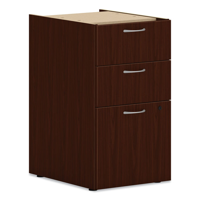 HON Mod Support Pedestal, Left or Right, 3-Drawers: Box/Box/File, Legal/Letter, Traditional Mahogany, 15" x 20" x 28"