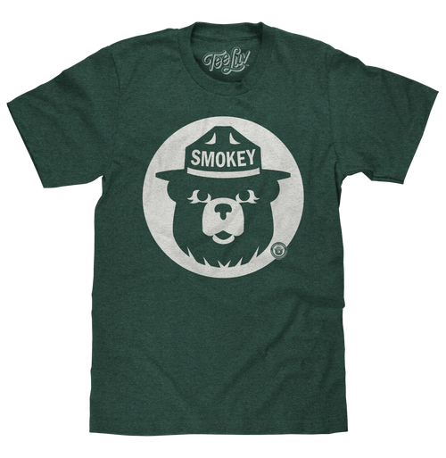 Smokey Bear Shirt Retro Mascot T-Shirt - Forest Green by Tee Luv