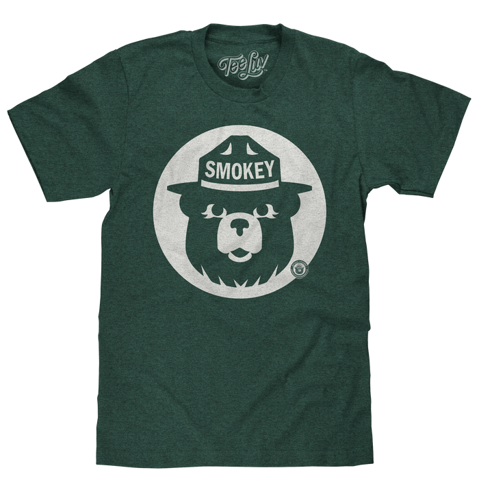 Smokey Bear Shirt Retro Mascot T-Shirt - Forest Green by Tee Luv