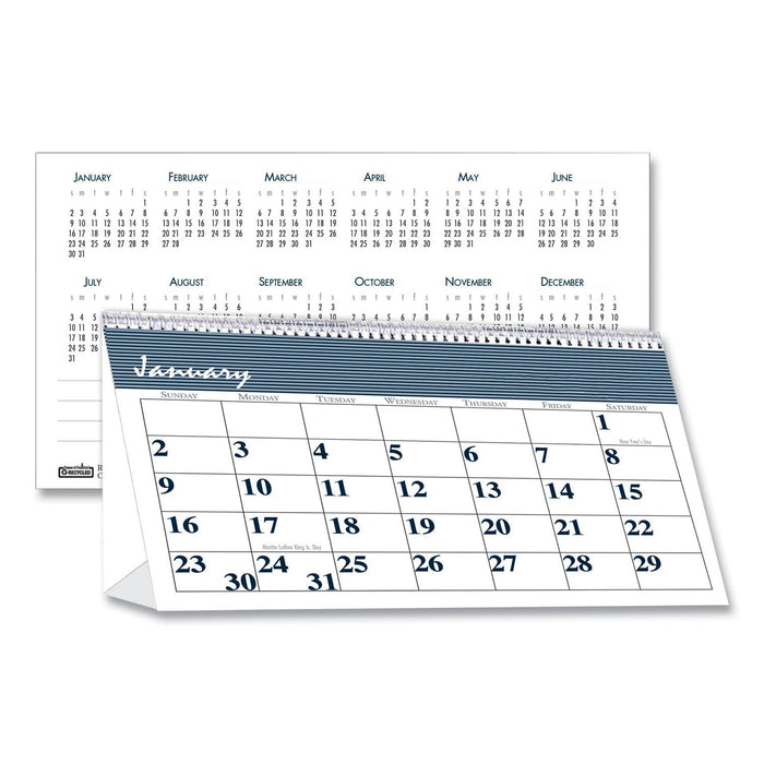 House of Doolittle Bar Harbor Recycled Desk Tent Monthly Calendar, Bar Harbor Artwork, 7 x 4.25, White/Blue/Gray Sheets, 2023
