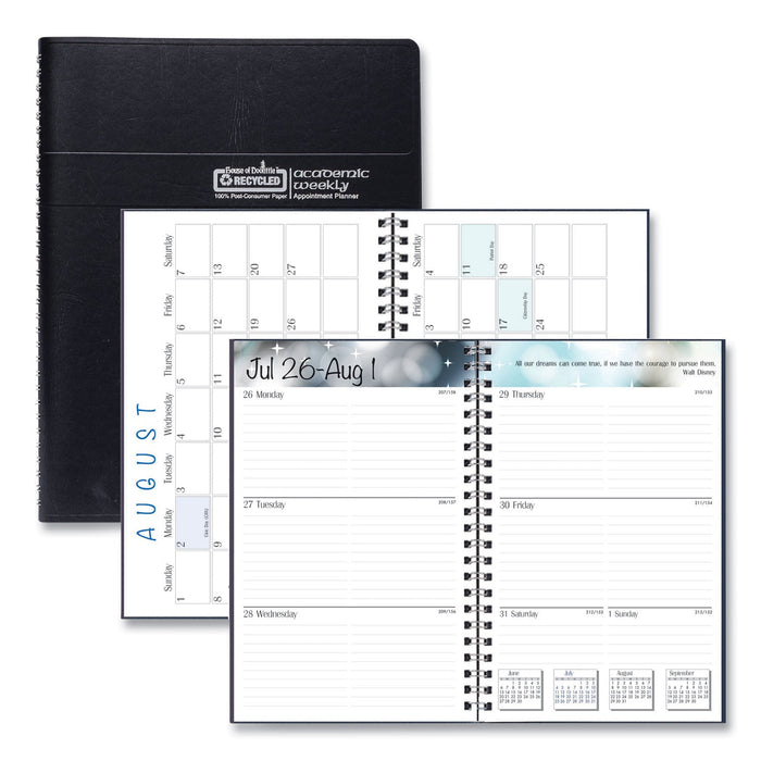 House of Doolittle Recycled Academic Weekly/Monthly Appointment Planner, 8 x 5, Black Cover, 13-Month (Aug to Aug): 2022 to 2023