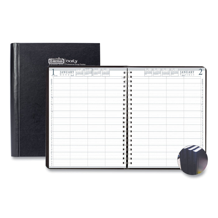 House of Doolittle Executive Series Four-Person Group Practice Daily Appointment Book, 11 x 8.5, Black Hard Cover, 12-Month (Jan to Dec): 2023