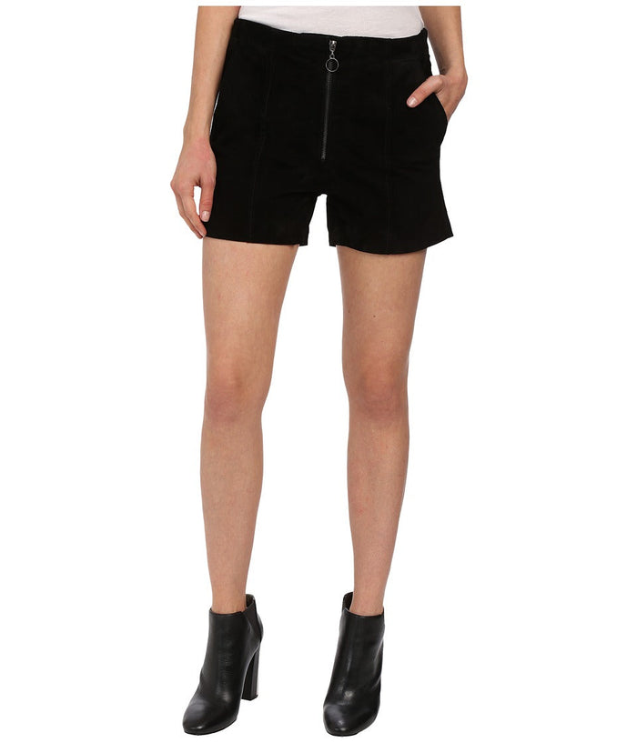 Blank Nyc - Suede High Rise Shorts with Zipper (black) Womens Shorts by Vanessa Jane