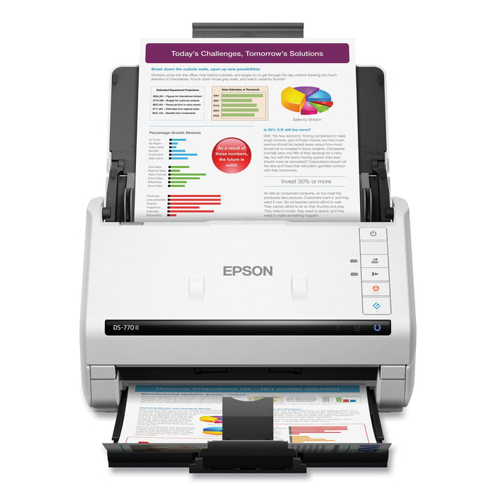 Epson DS-770 II Color Duplex Document Scanner, 600 dpi Optical Resolution, 100-Sheet Duplex Auto Document Feeder
