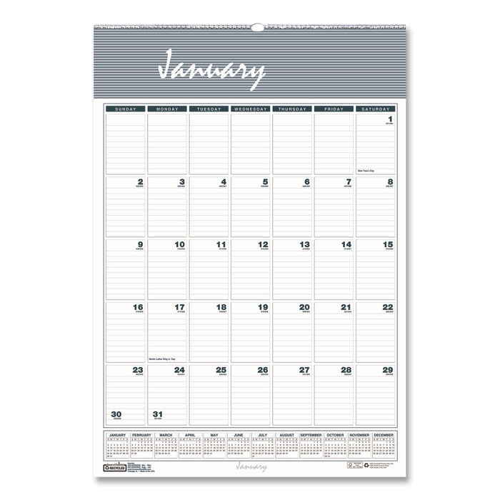 House of Doolittle Bar Harbor Recycled Wirebound Monthly Wall Calendar, 15.5 x 22, White/Blue/Gray Sheets, 12-Month (Jan-Dec): 2023