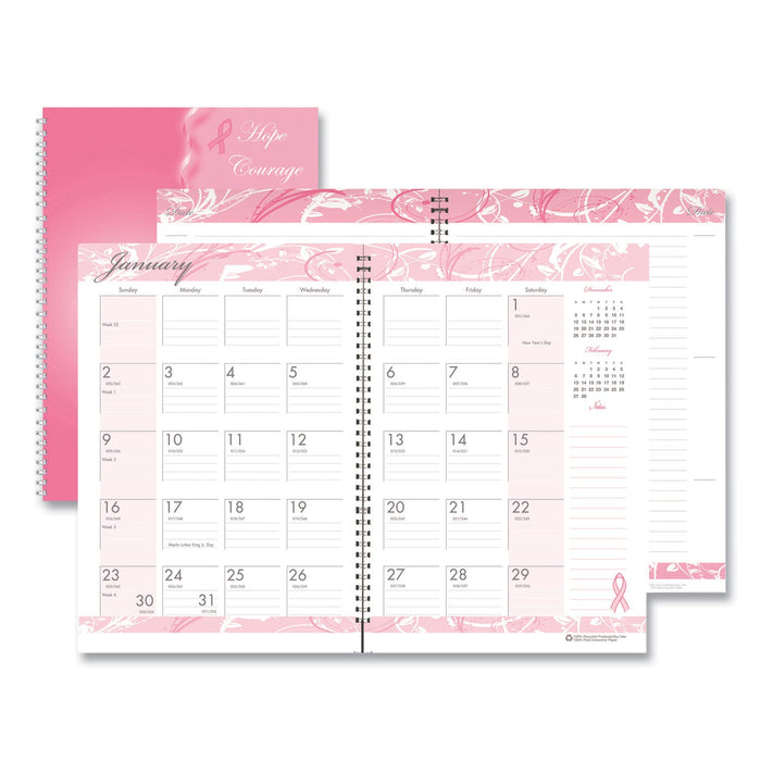 House of Doolittle Breast Cancer Awareness Recycled Ruled Monthly Planner/Journal, 10 x 7, Pink Cover, 12-Month (Jan to Dec): 2023