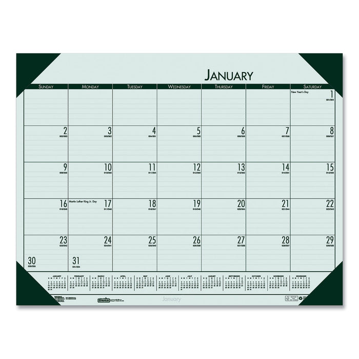 House of Doolittle EcoTones Recycled Monthly Desk Pad Calendar, 22 x 17, Green-Tint/Woodland Green Sheets/Corners, 12-Month (Jan to Dec): 2023